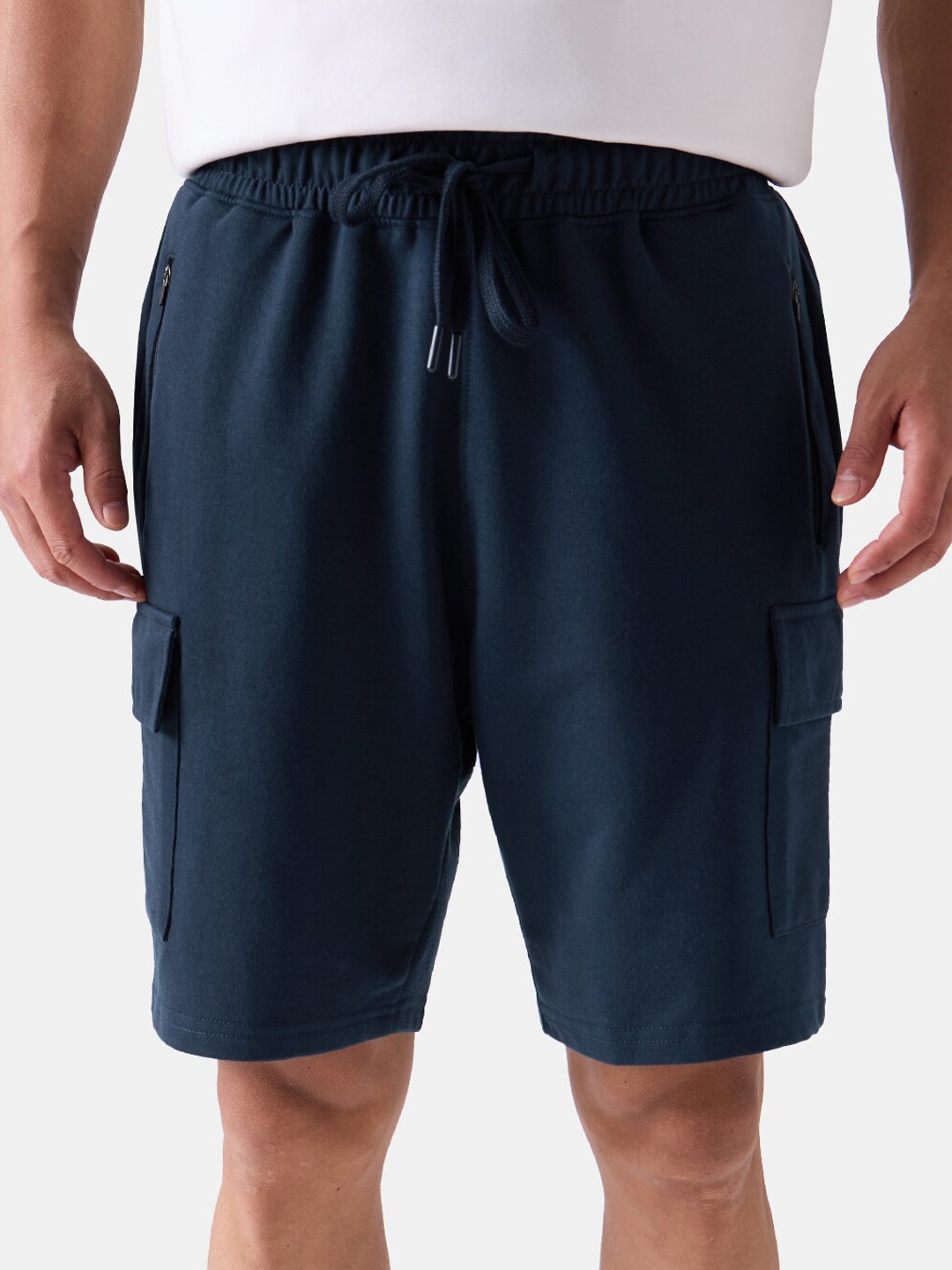 

The Souled Store Men Mid Rise Cargo Shorts, Navy blue