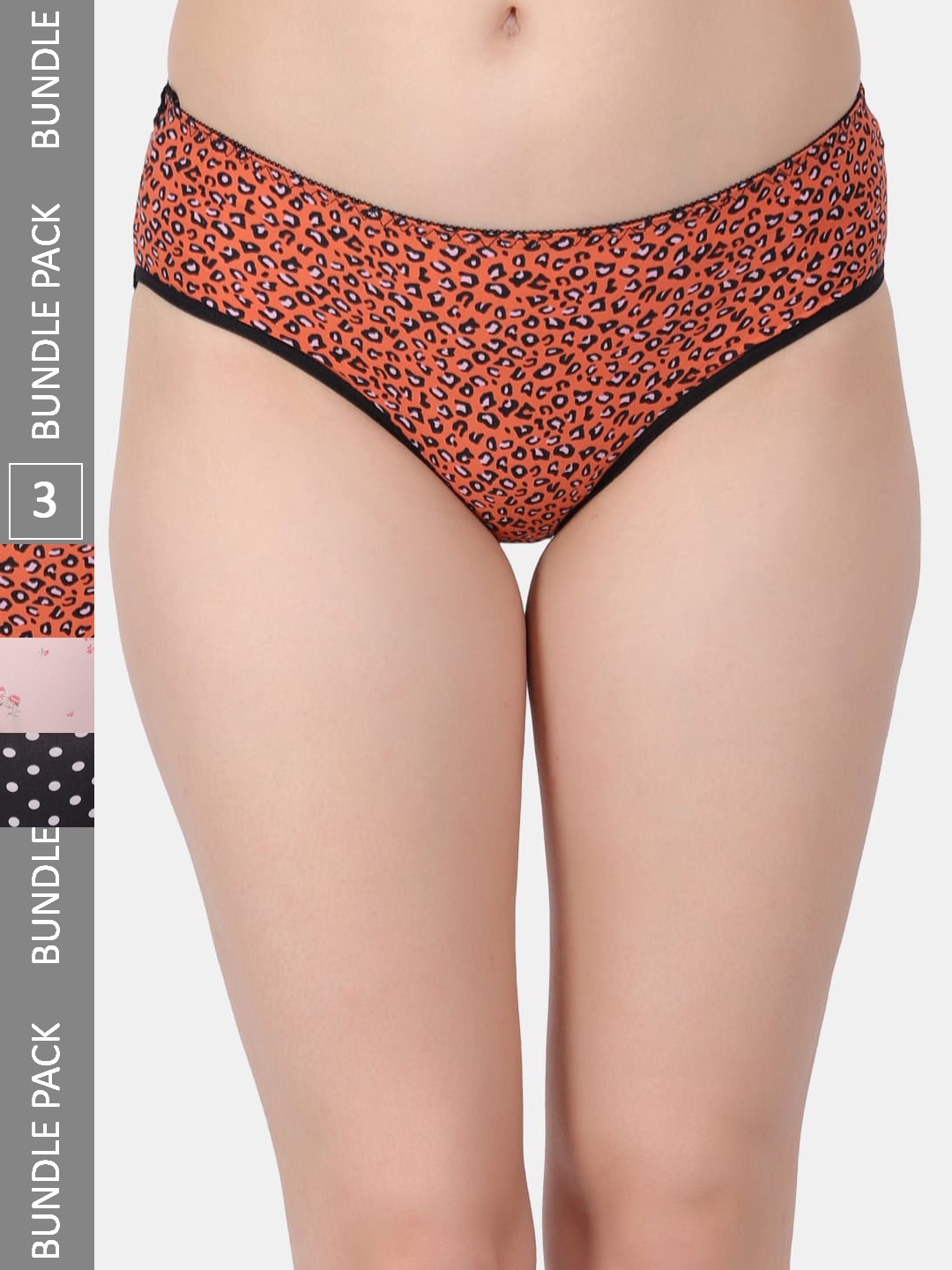 

Amour Secret Pack Of 3 Printed Hipster Briefs, Pink