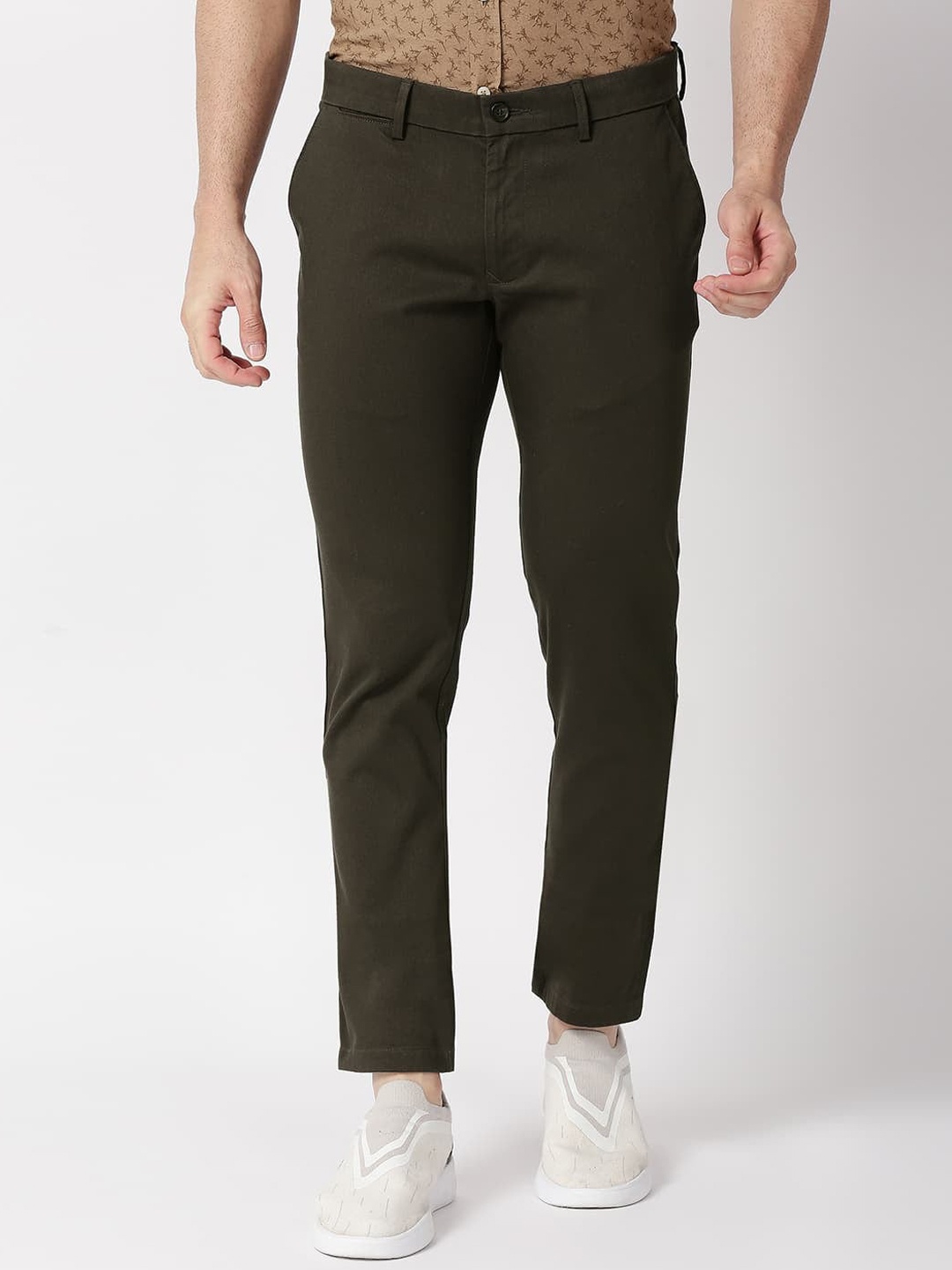 

Basics Men Mid-Rise Cotton Chinos Trousers, Brown
