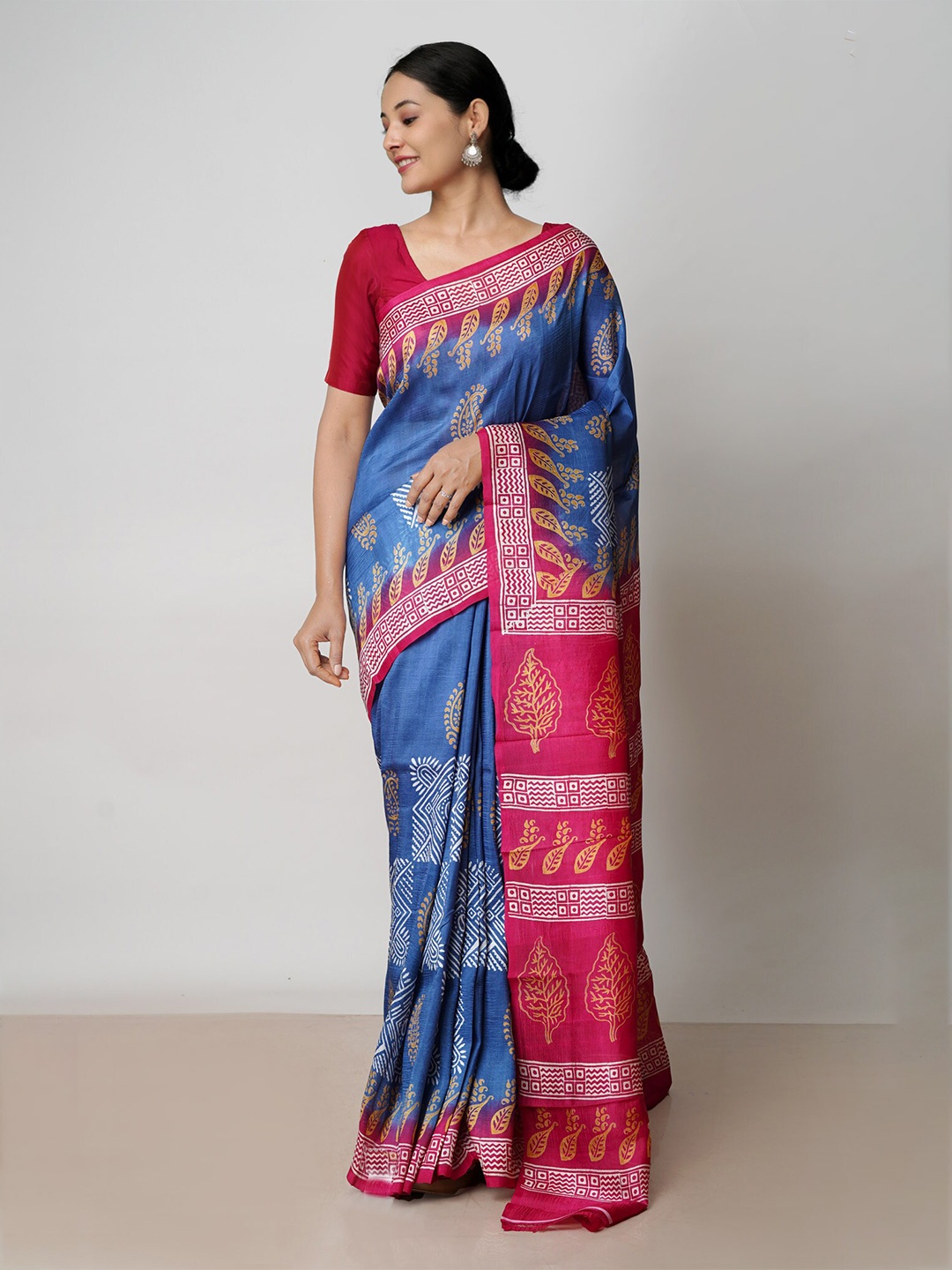 

Unnati Silks Ethnic Motifs Printed Mysore Silk Saree, Blue