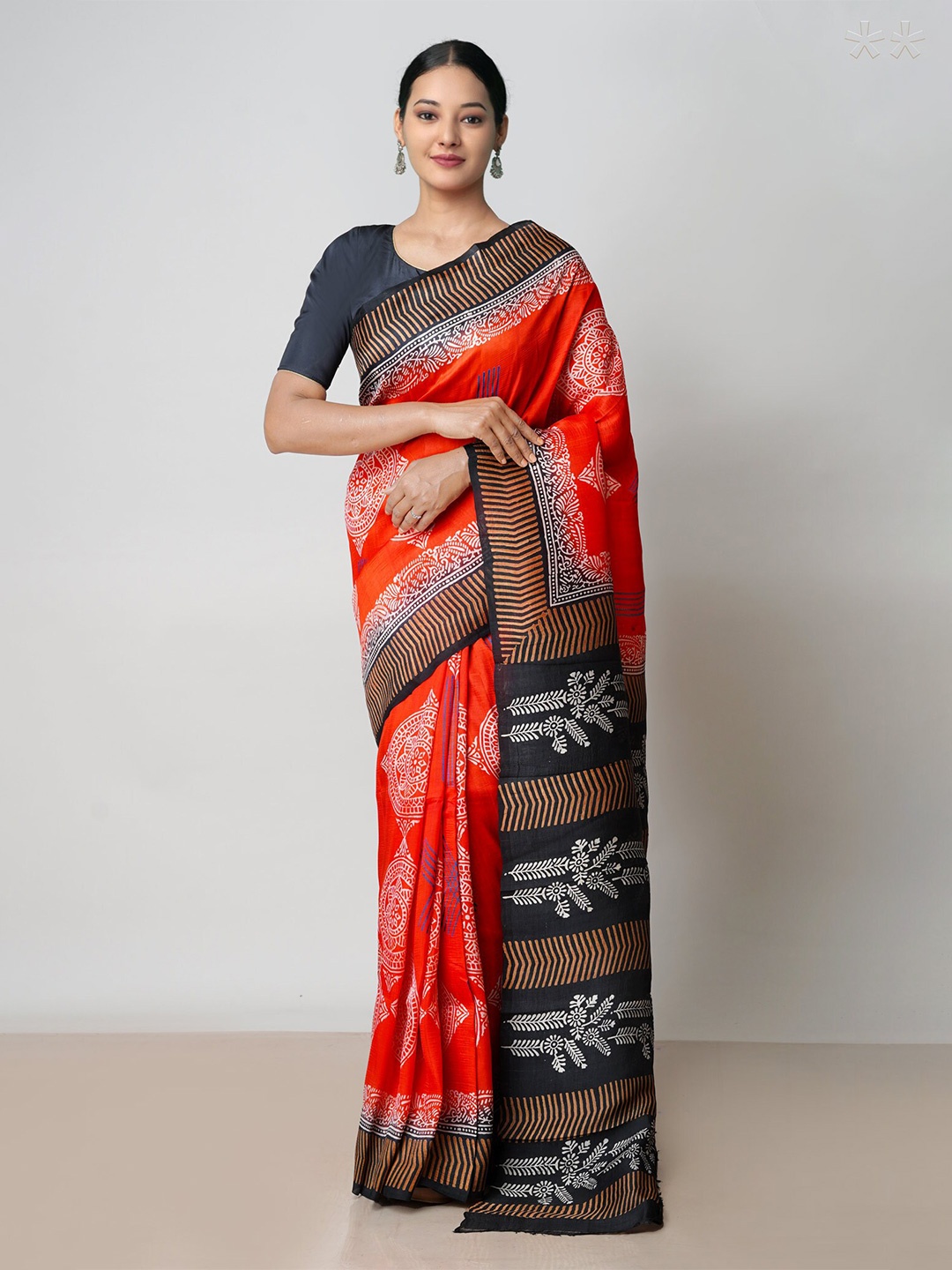

Unnati Silks Ethnic Motifs Printed Mysore Silk Saree, Red