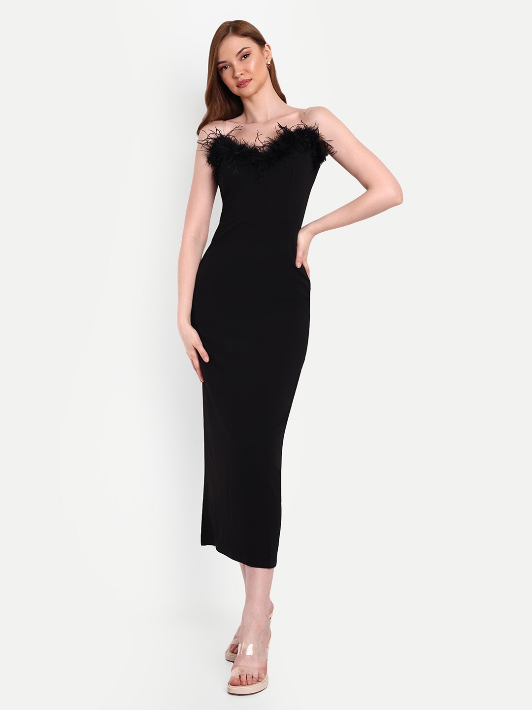 

iki chic Black Bodycon Midi Dress