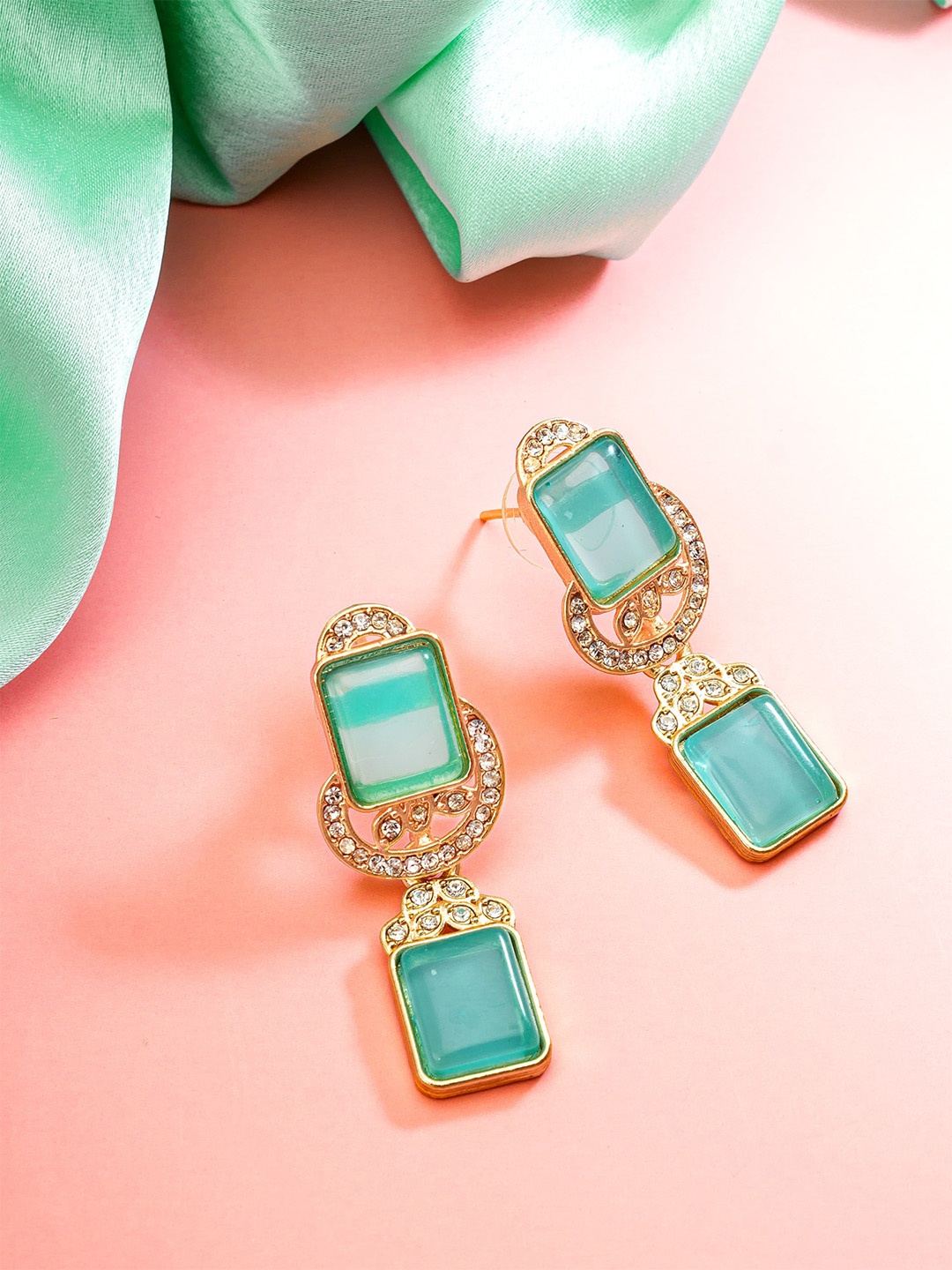 

aadita Gold-Toned Geometric Drop Earrings