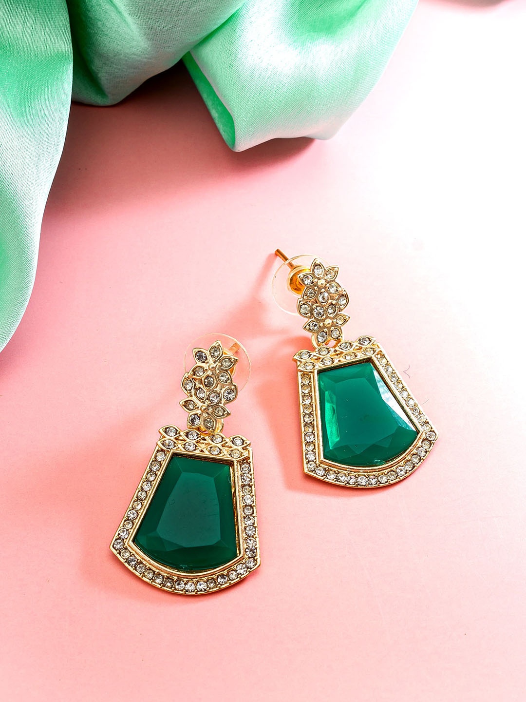 

aadita Gold-Toned Geometric Drop Earrings