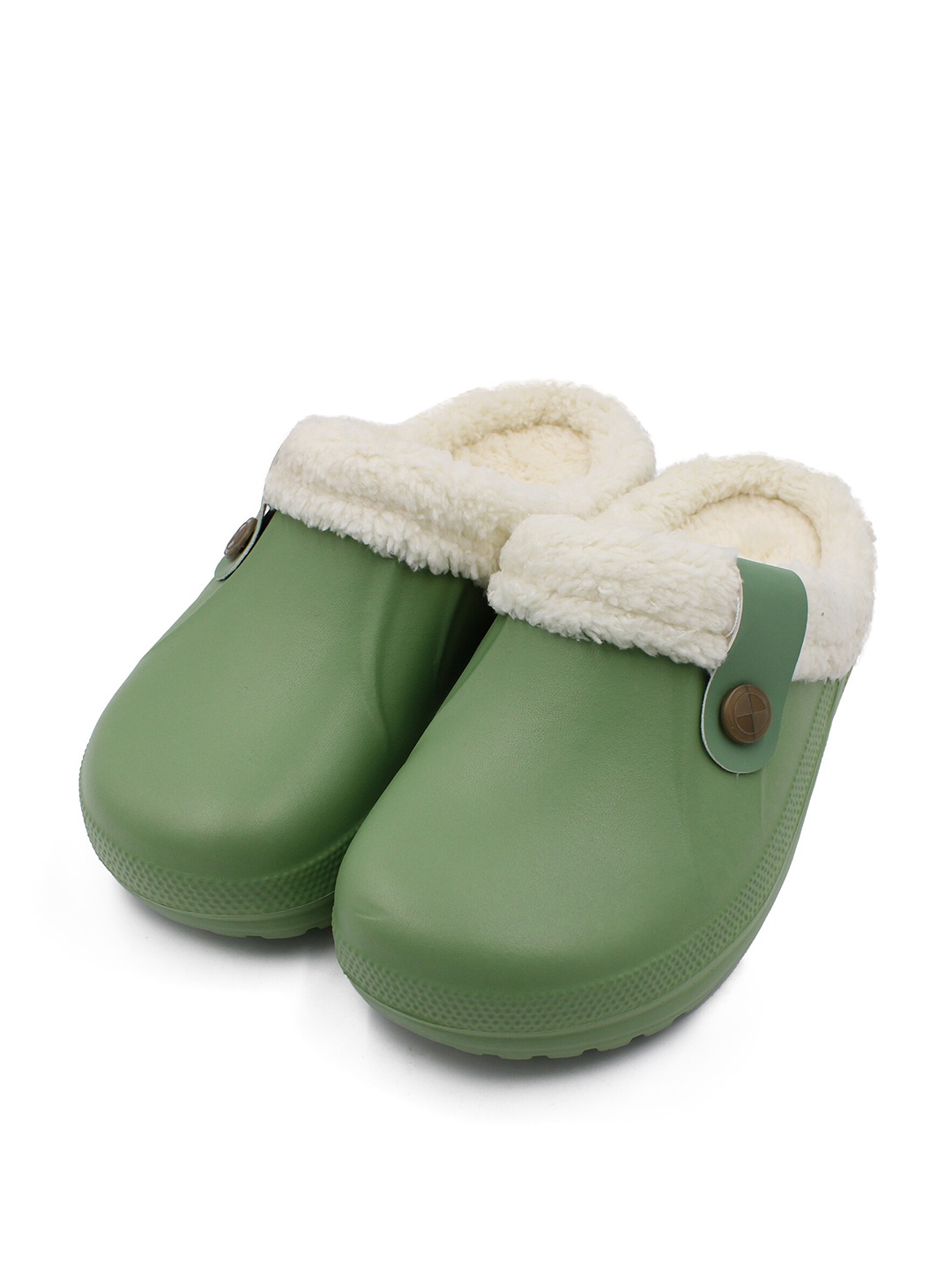 

JENNA Men Lightweight Fur Room Slippers, Green