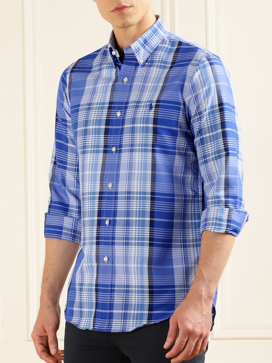 

Polo Ralph Lauren Checks Slim-Fit Logo Cotton Shirt, Blue