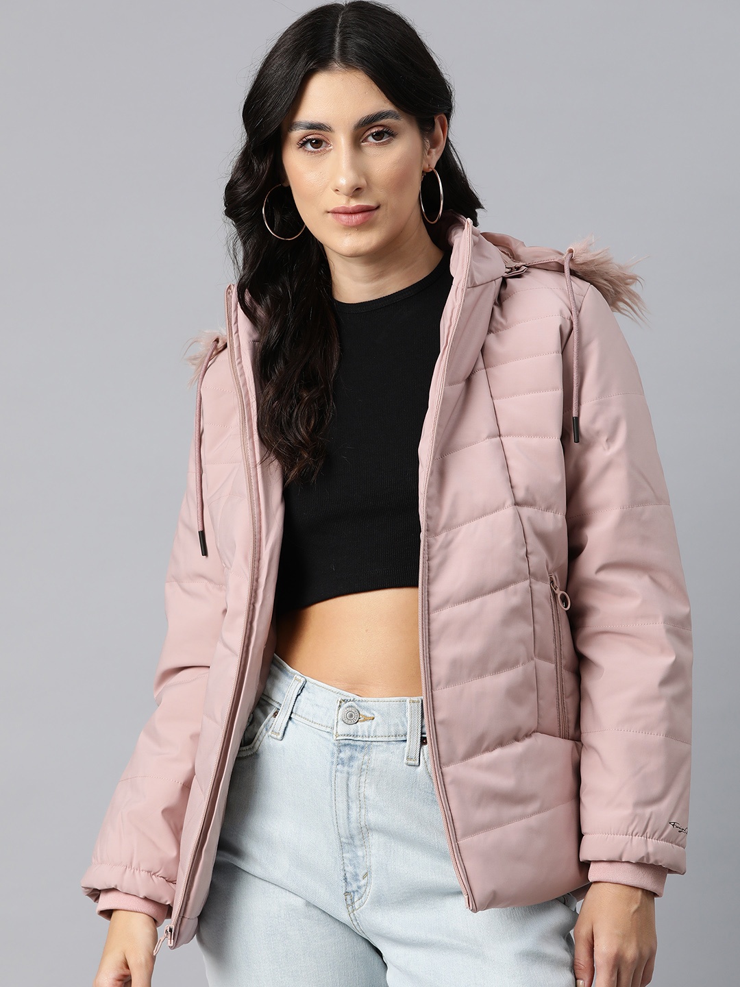 

Foreign Culture By Fort Collins Padded Longline Parka Jacket, Pink