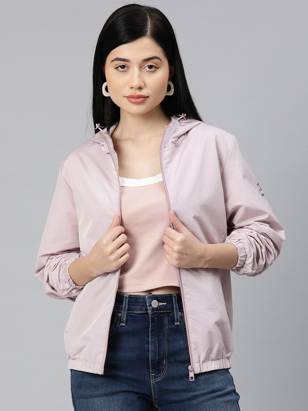 

Foreign Culture By Fort Collins Women Hooded Tailored Jacket, Pink