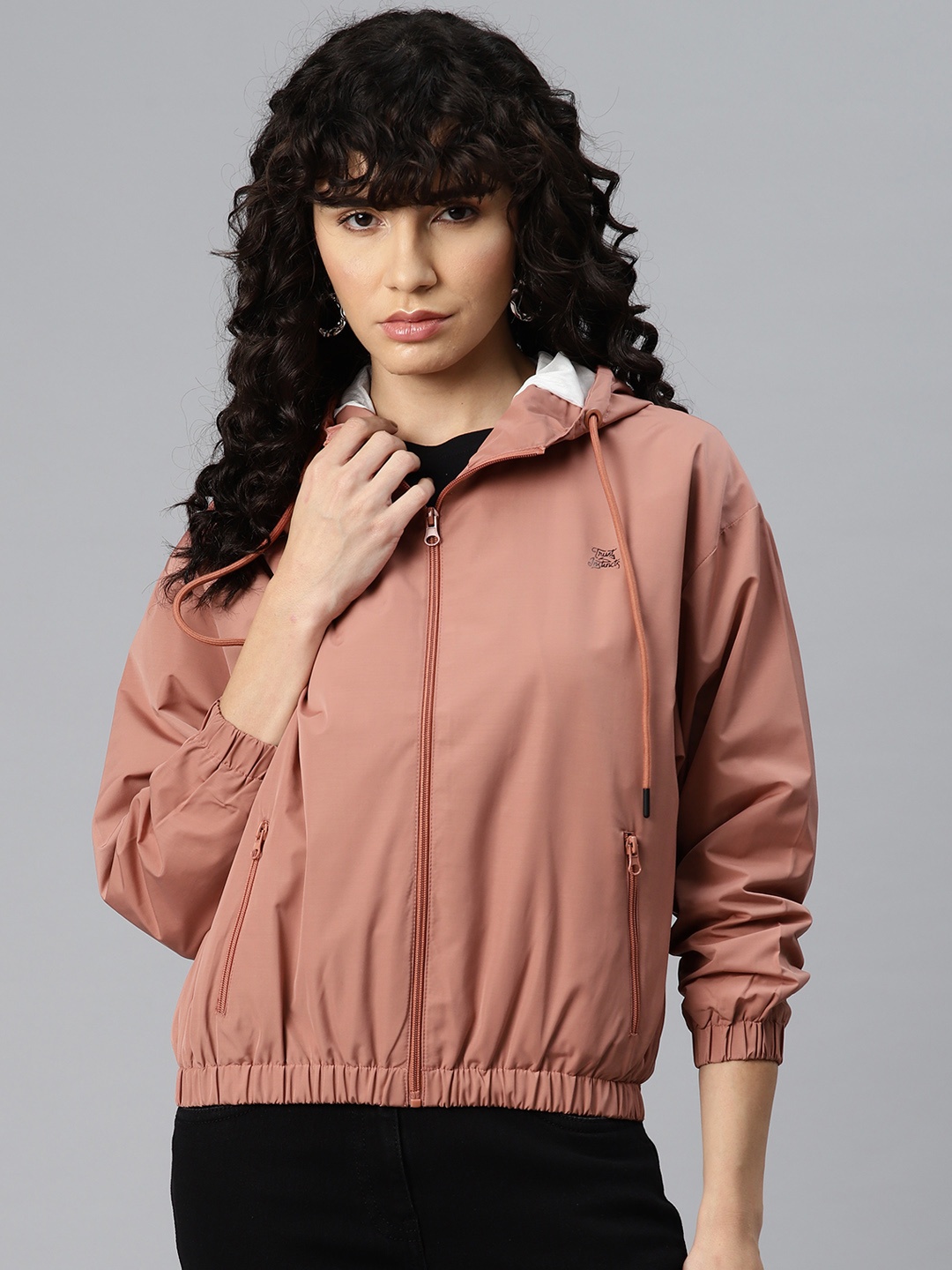 

Foreign Culture By Fort Collins Hooded Tailored Jacket, Rose