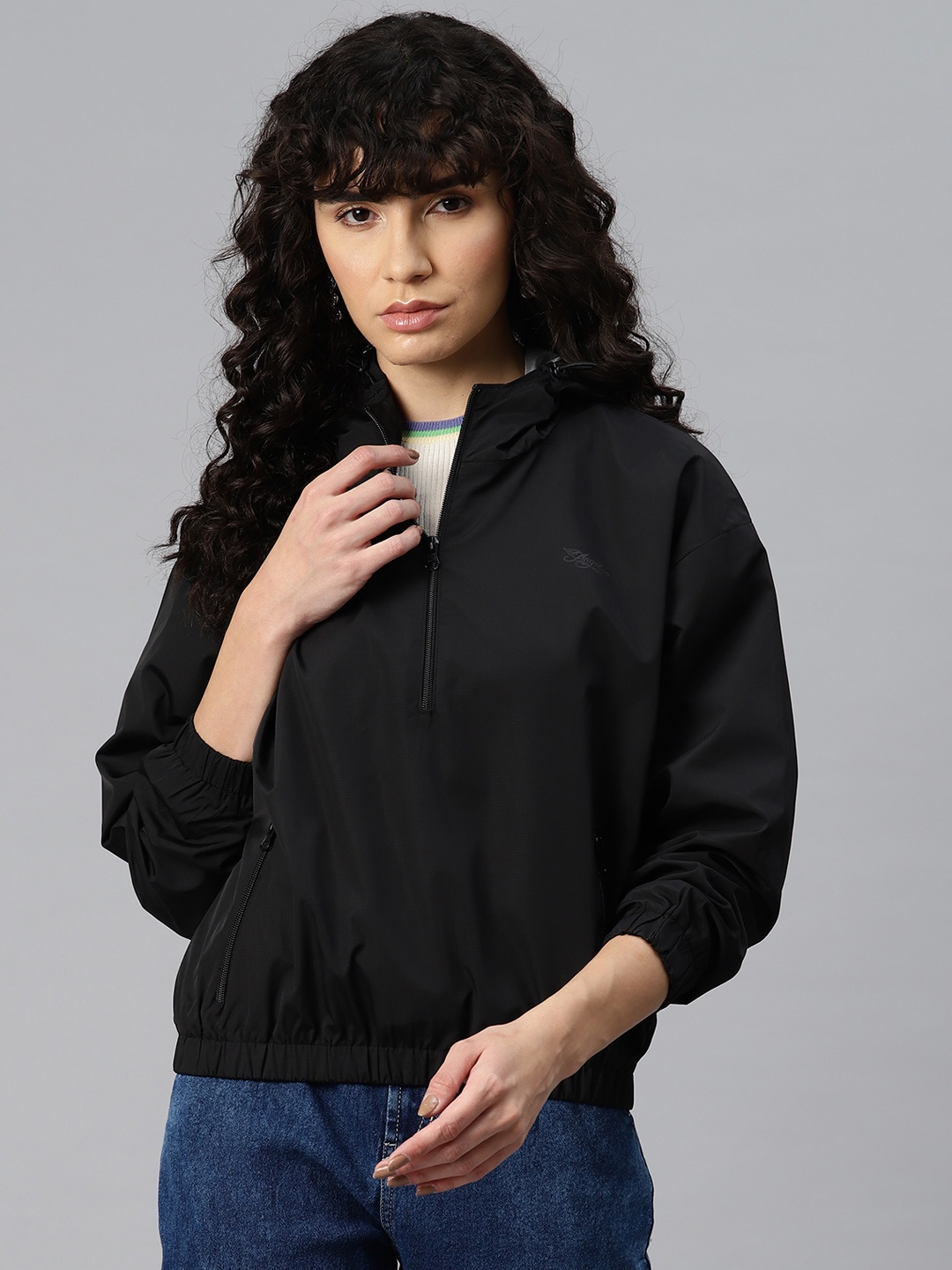 

Foreign Culture By Fort Collins Half-Zip Hooded Tailored Jacket, Black