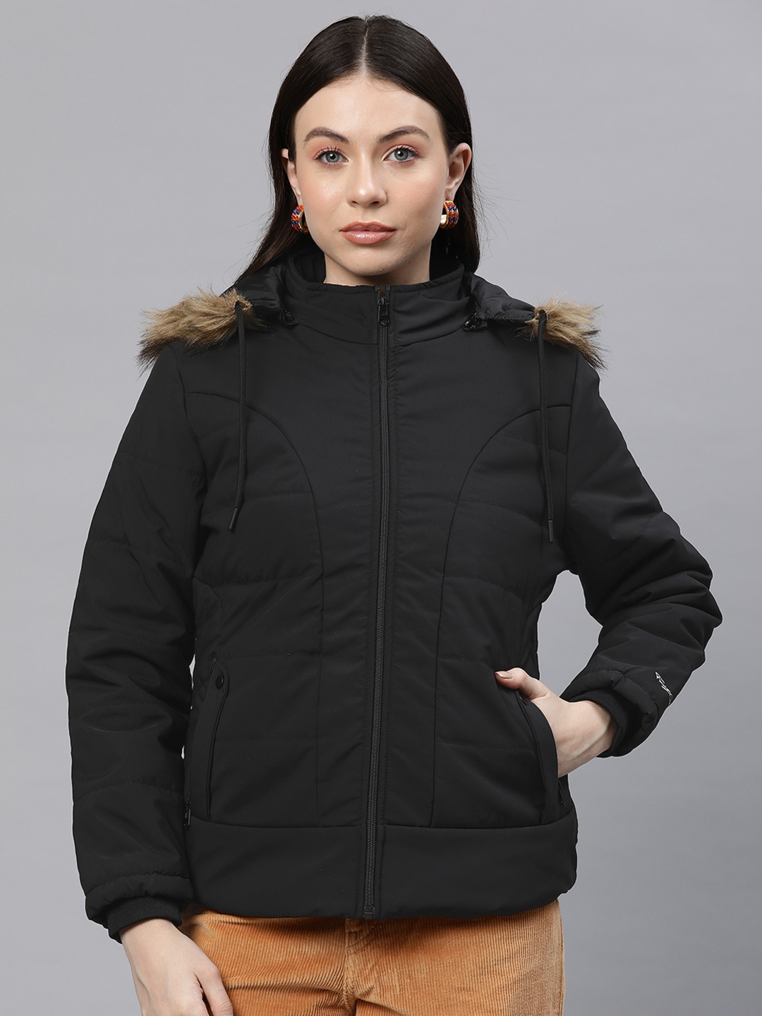 

Foreign Culture By Fort Collins Women Faux Fur Trim Parka Jacket, Black