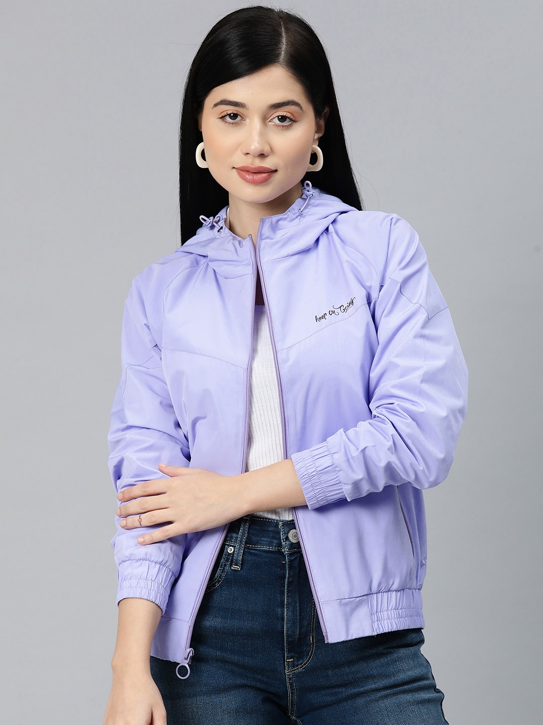 

Foreign Culture By Fort Collins Women Hooded Tailored Jacket, Lavender