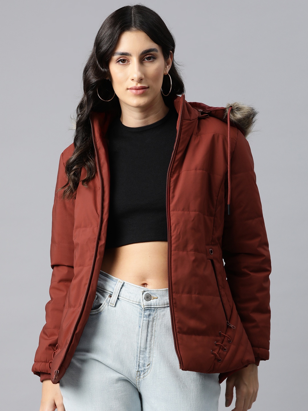 

Foreign Culture By Fort Collins Women Insulator Longline Padded Jacket, Rust