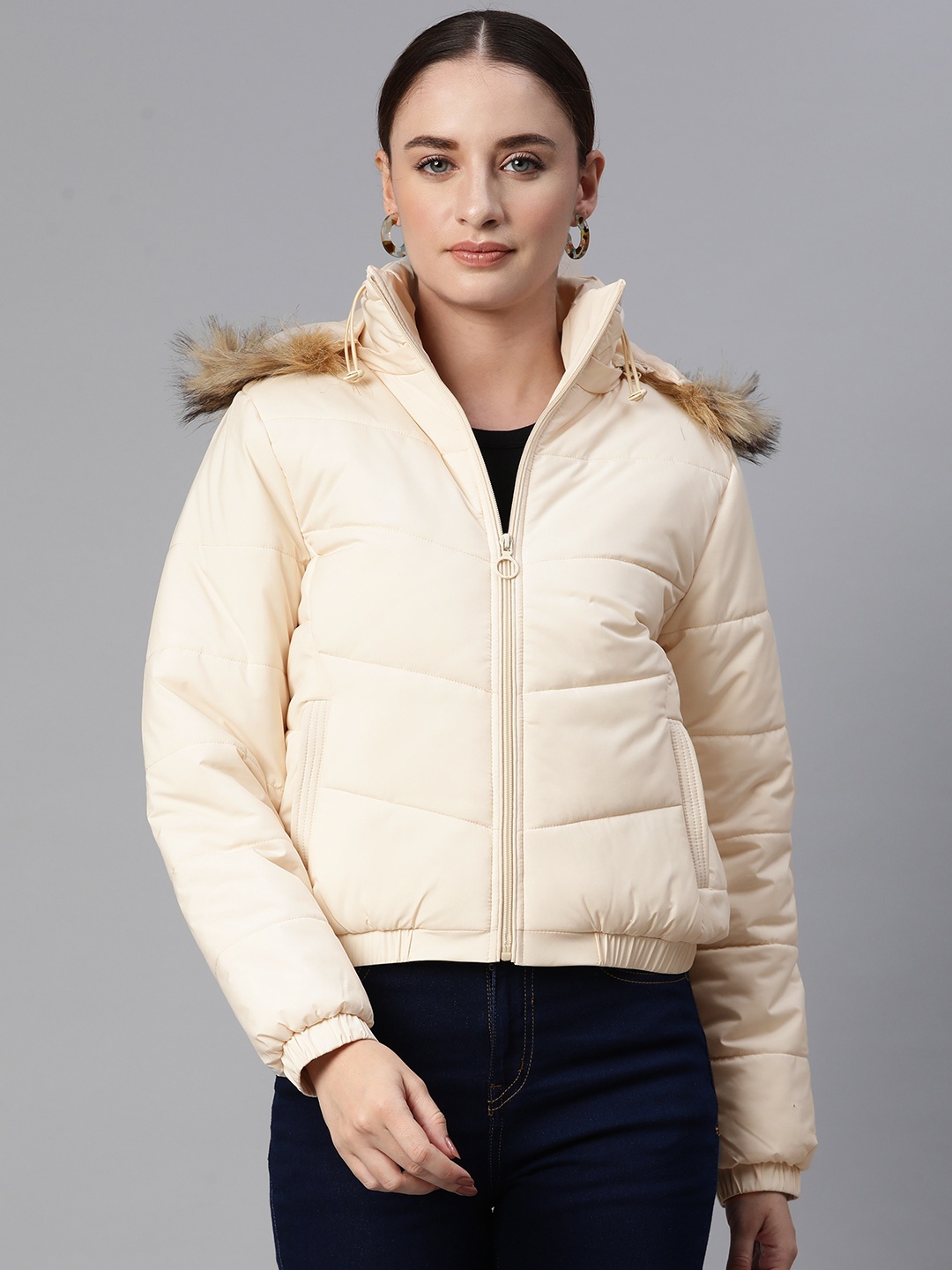 

Foreign Culture By Fort Collins Detachable Hood Parka Jacket, Off white