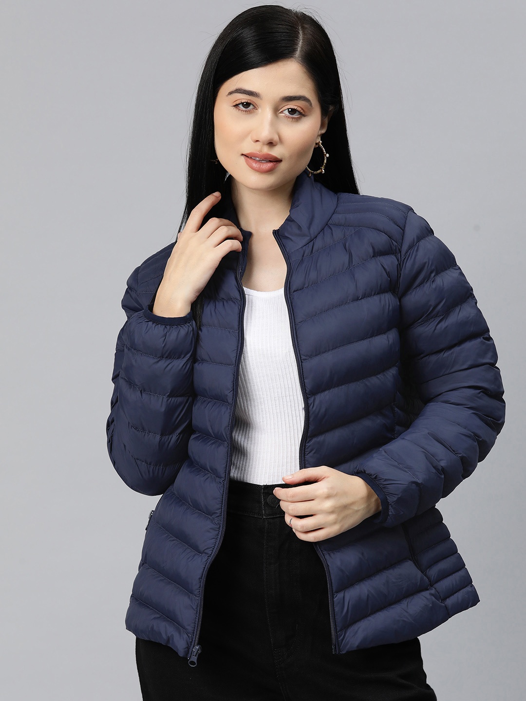 

Foreign Culture By Fort Collins Solid Puffer Jacket, Navy blue