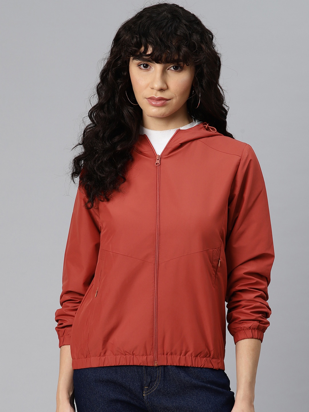 

Foreign Culture By Fort Collins Hooded Tailored Jacket, Rust