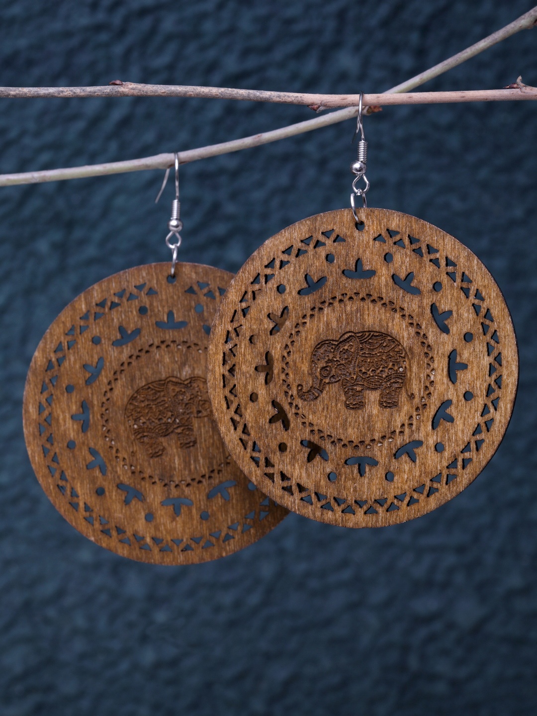 

DIVA WALK Brown Circular Drop Earrings
