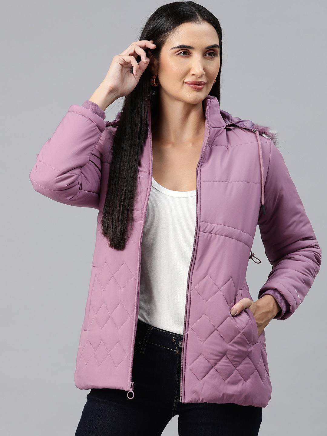 

Foreign Culture By Fort Collins Padded Parka Jacket, Purple