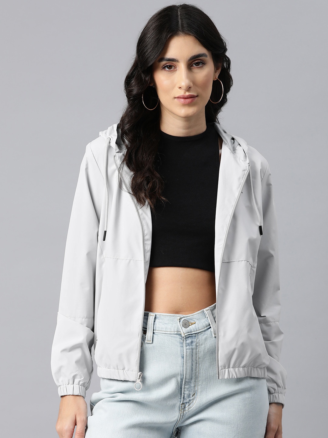 

Foreign Culture By Fort Collins Hooded Tailored Jacket, Grey