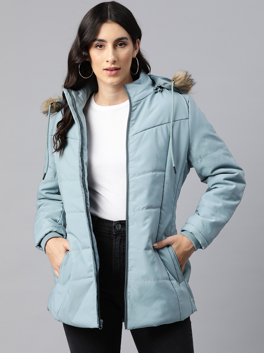 

Foreign Culture By Fort Collins Women Insulator Longline Parka Jacket, Blue
