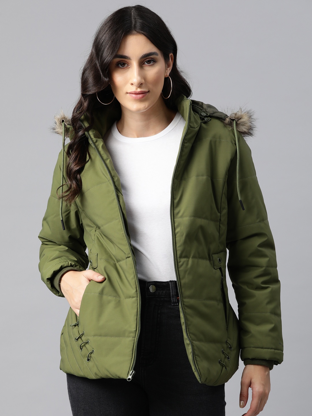 

Foreign Culture By Fort Collins Hooded Padded Jacket, Olive