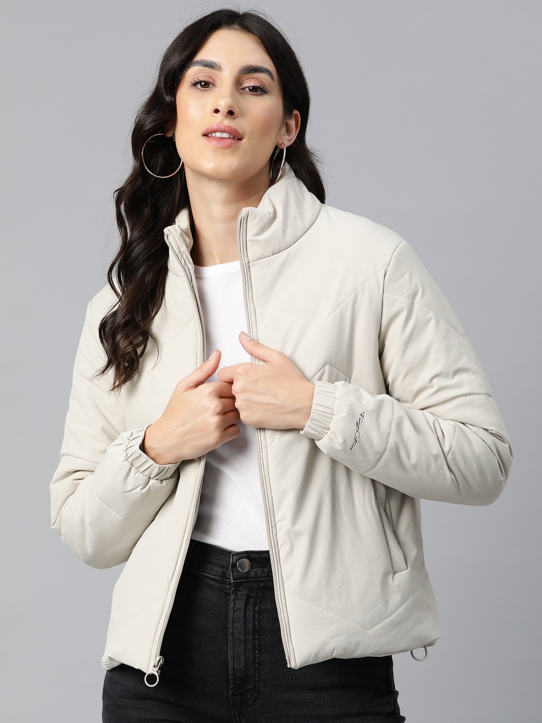 

Foreign Culture By Fort Collins Stand Collar Padded Jacket, White
