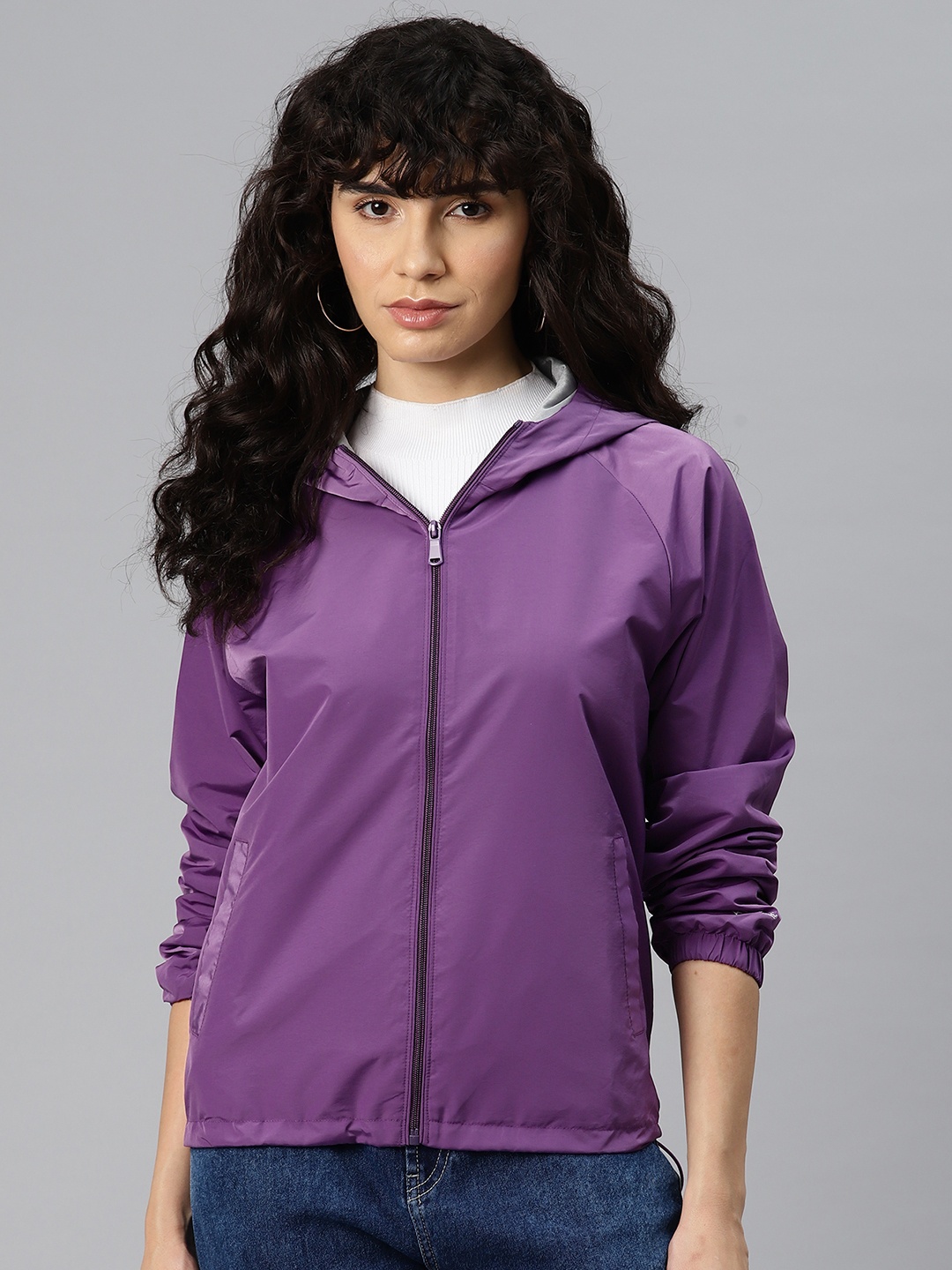 

Foreign Culture By Fort Collins Windcheater Outdoor Sporty Jacket, Purple