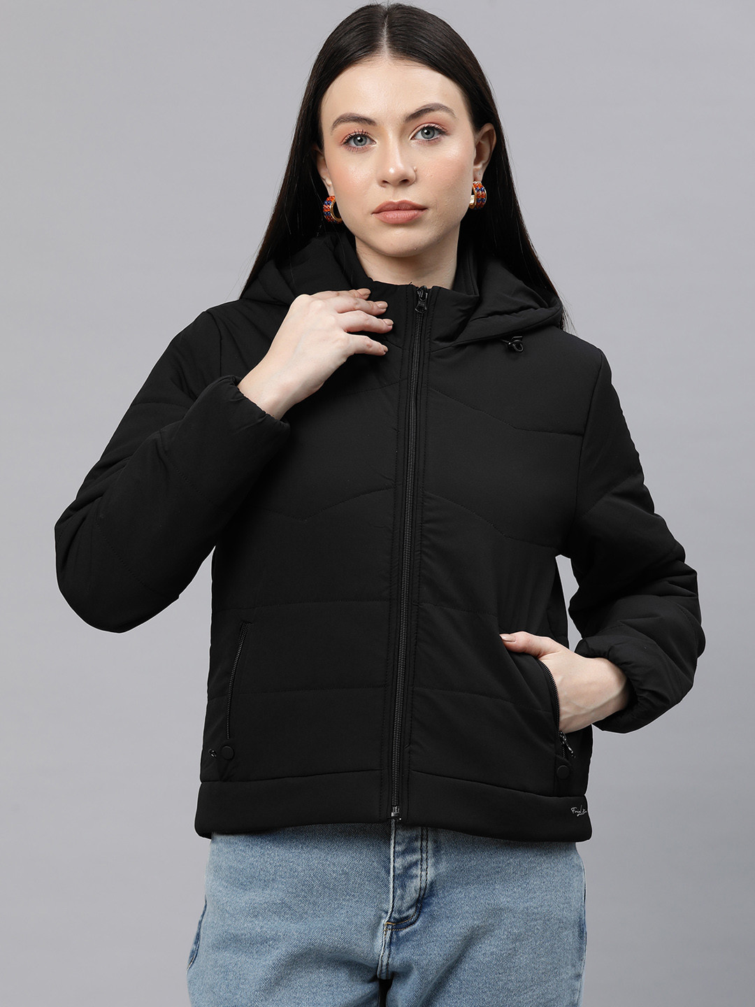 

Foreign Culture By Fort Collins Solid Hooded Padded Jacket, Black