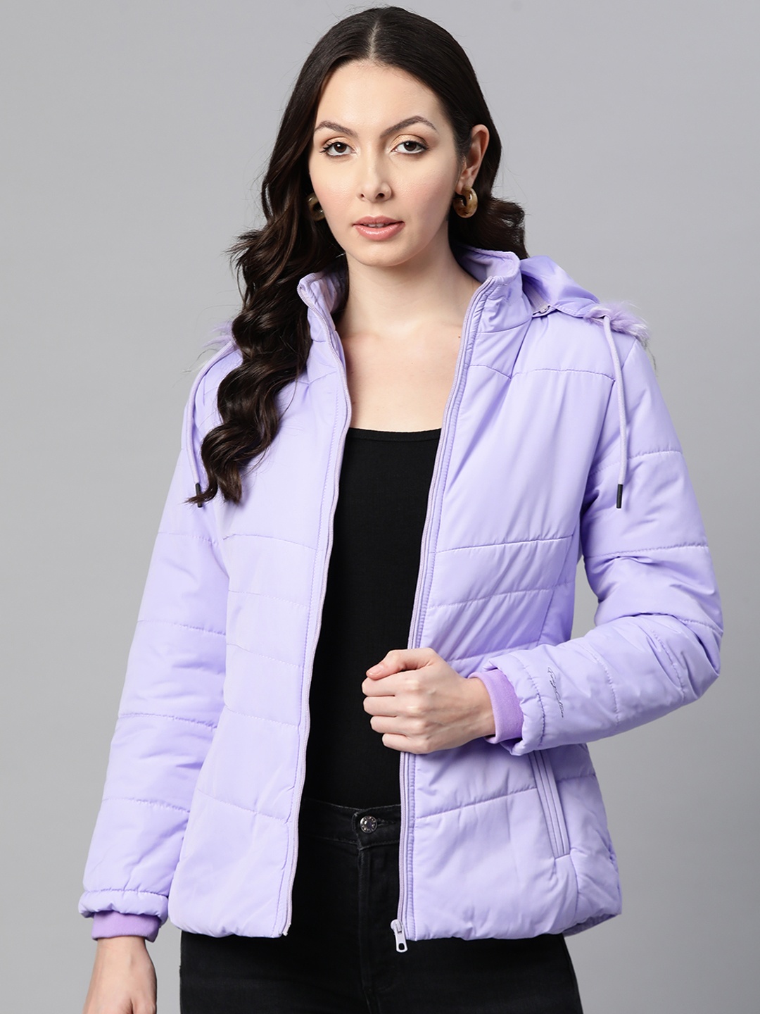 

Foreign Culture By Fort Collins Padded Jacket with Detachable Hood, Lavender