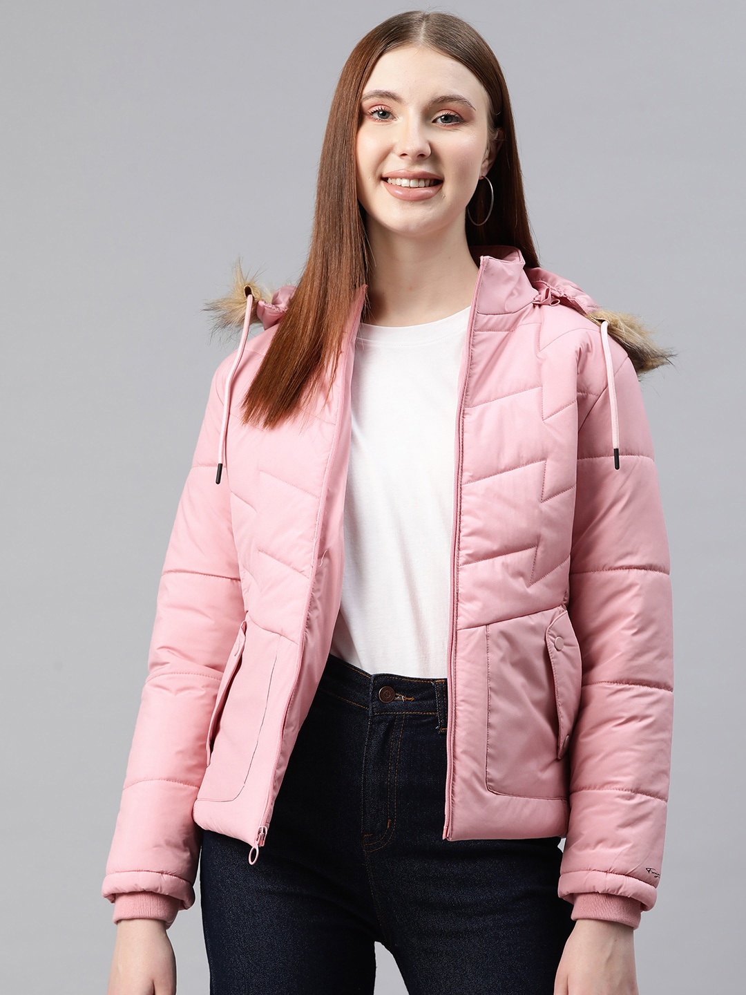 

Foreign Culture By Fort Collins Padded Jacket with Detachable Hood, Rose