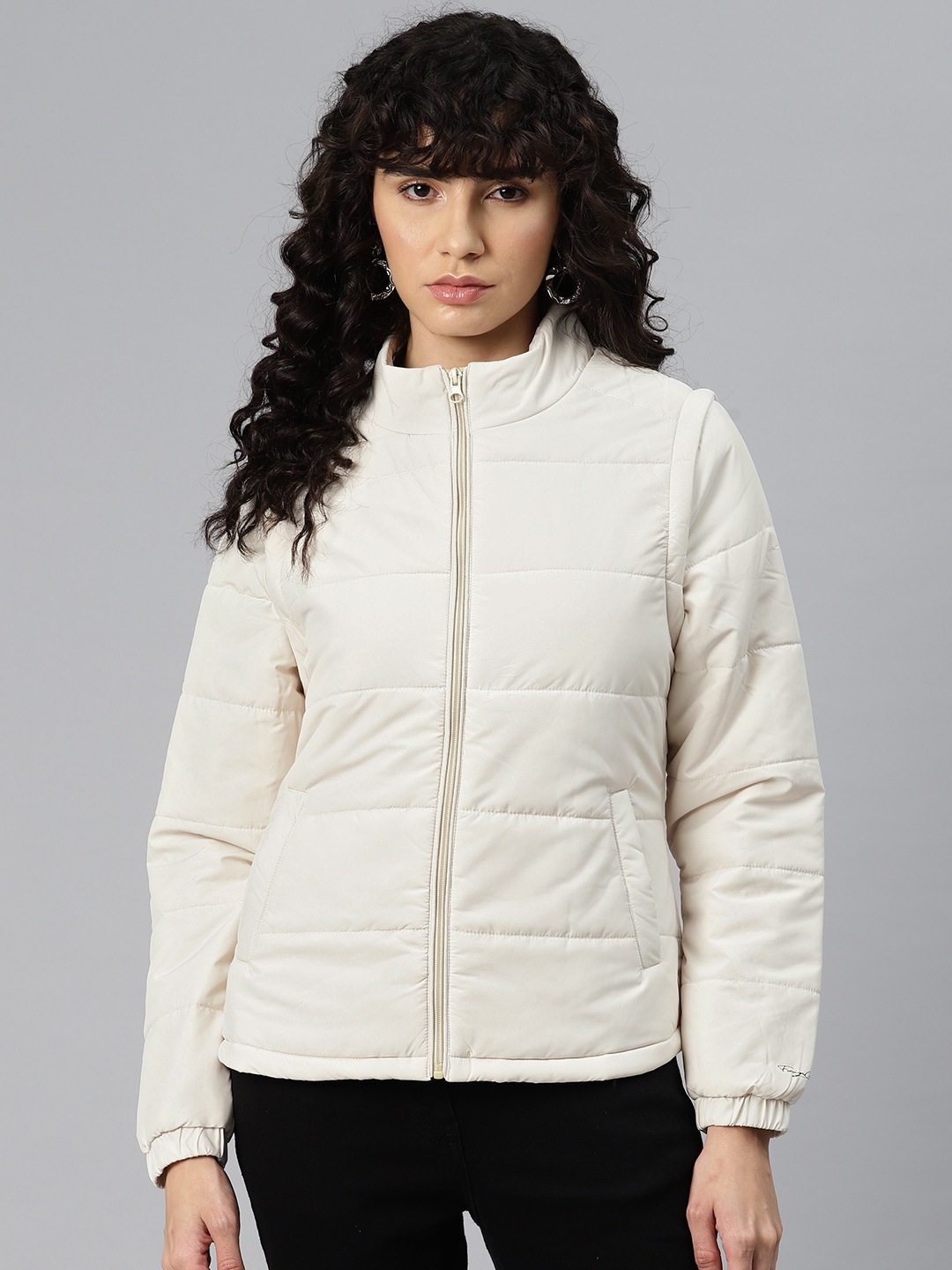 

Foreign Culture By Fort Collins Removable Sleeves Padded Jacket, Cream