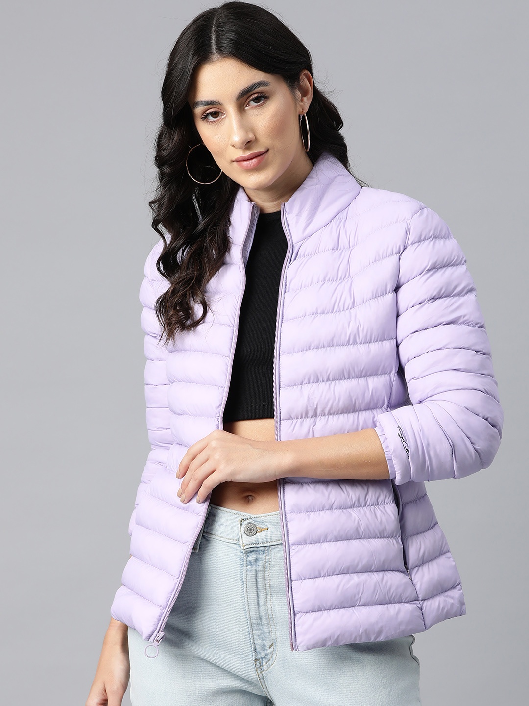 

Foreign Culture By Fort Collins Women Solid Padded Jacket, Purple