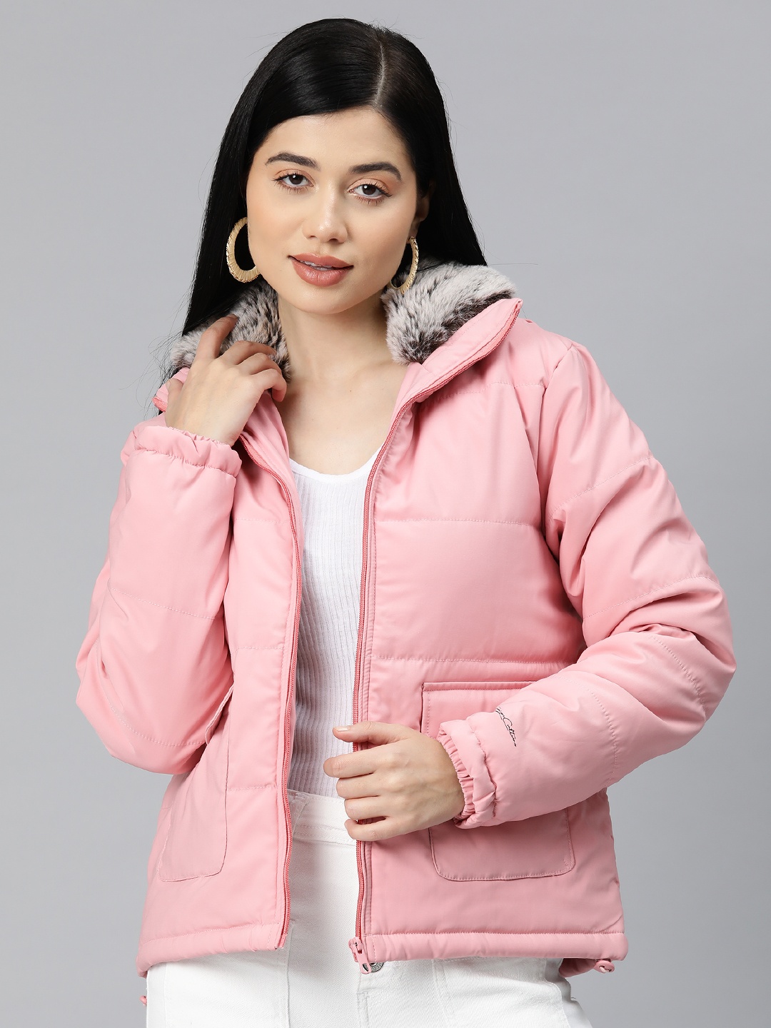 

Foreign Culture By Fort Collins Front Open Padded Jacket, Pink