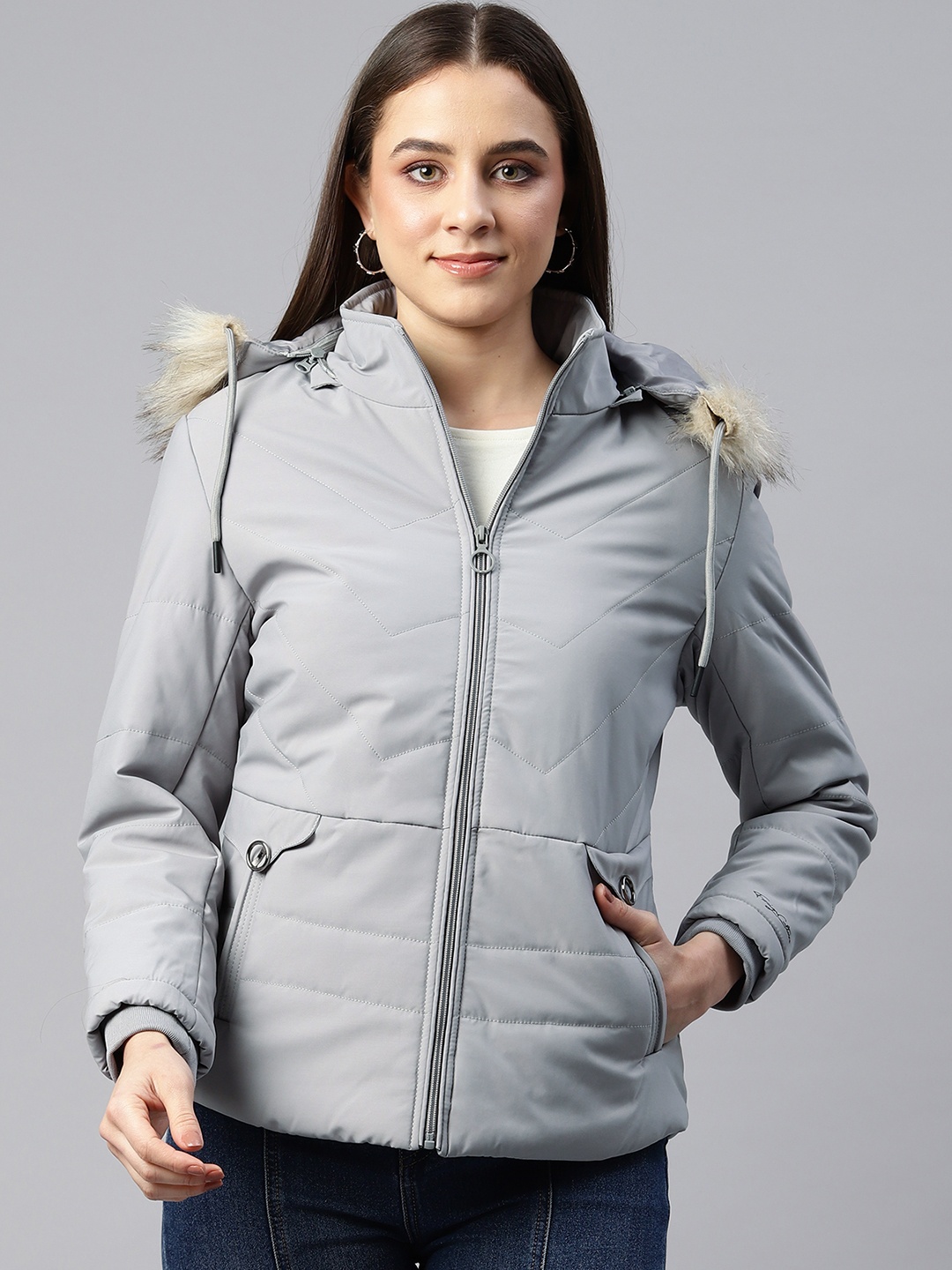 

Foreign Culture By Fort Collins Women Padded Parka Jacket, Grey