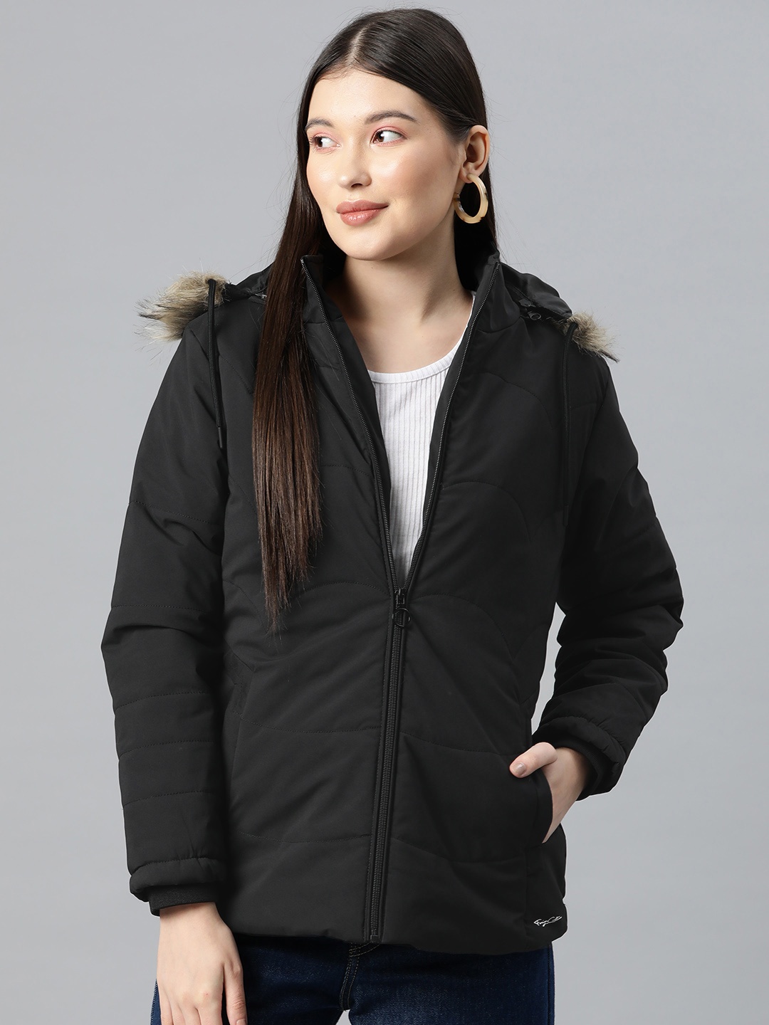 

Foreign Culture By Fort Collins Insulator Longline Hooded Parka Jacket, Black