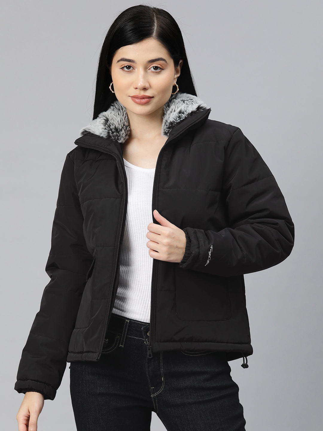 

Foreign Culture By Fort Collins Women Insulator Tailored Jacket, Black