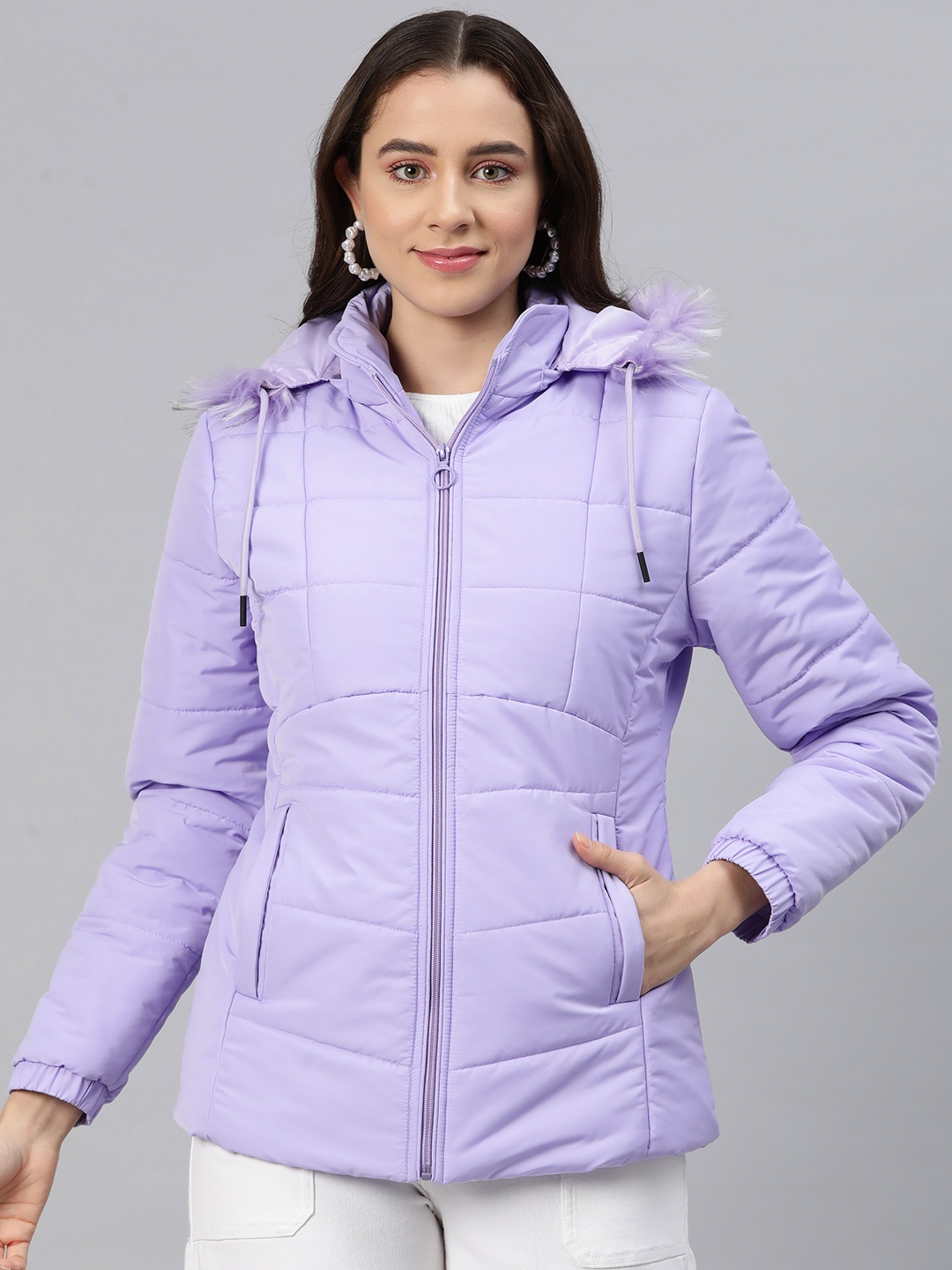 

Foreign Culture By Fort Collins Parka Jacket with Detachable Hood, Lavender