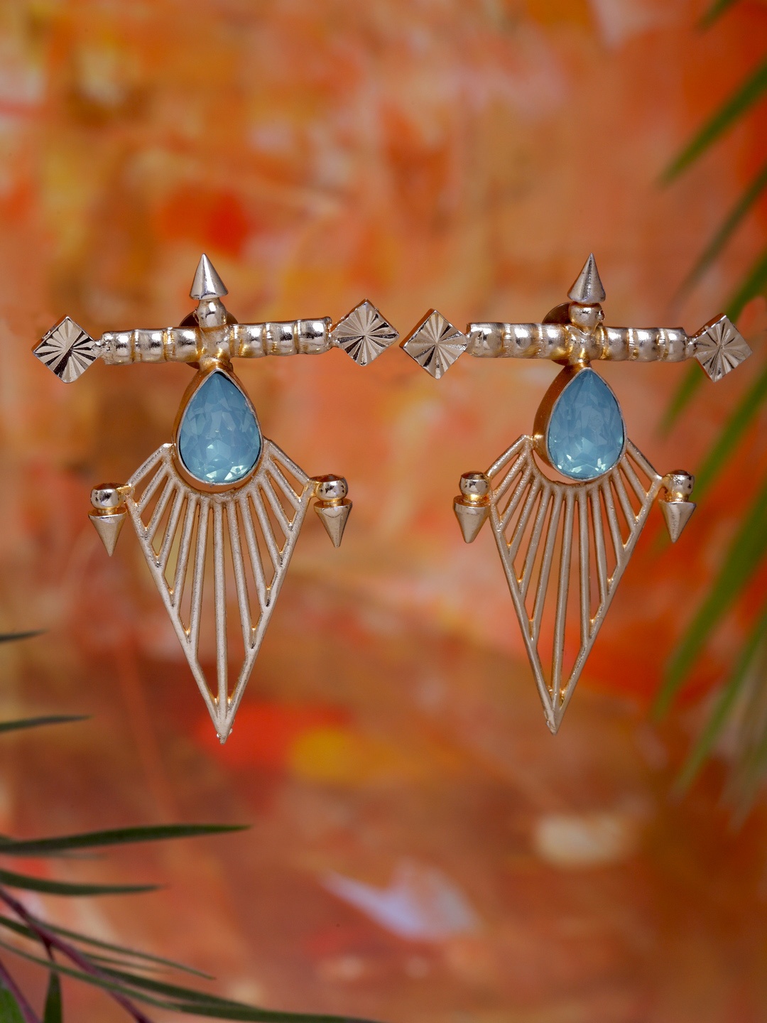 

DIVA WALK Gold-Toned & Blue Contemporary Drop Earrings