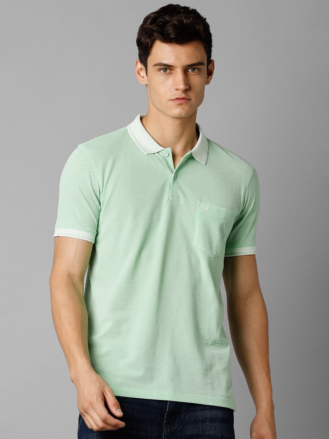 

Allen Solly Polo Collar Pure Cotton T-shirt, Green