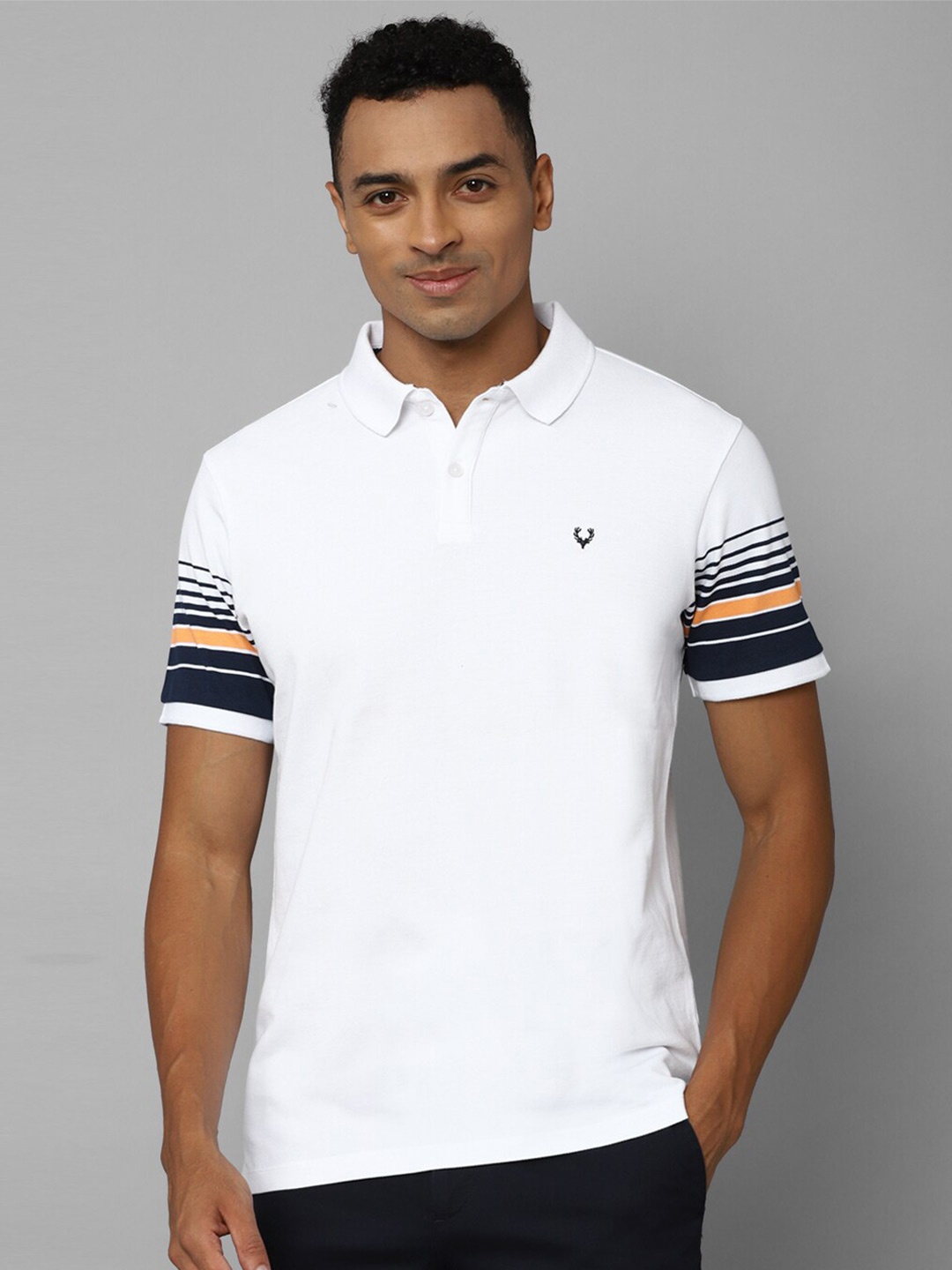 

Allen Solly Men Pure Cotton Polo Collar T-shirt, White