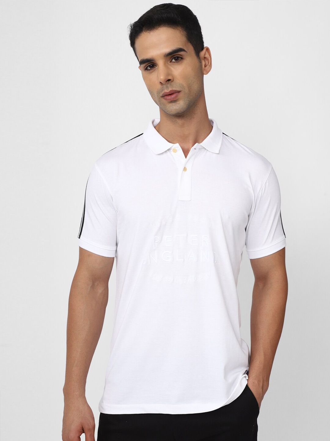 

Peter England Casuals Typography Printed Polo Collar T-shirt, White
