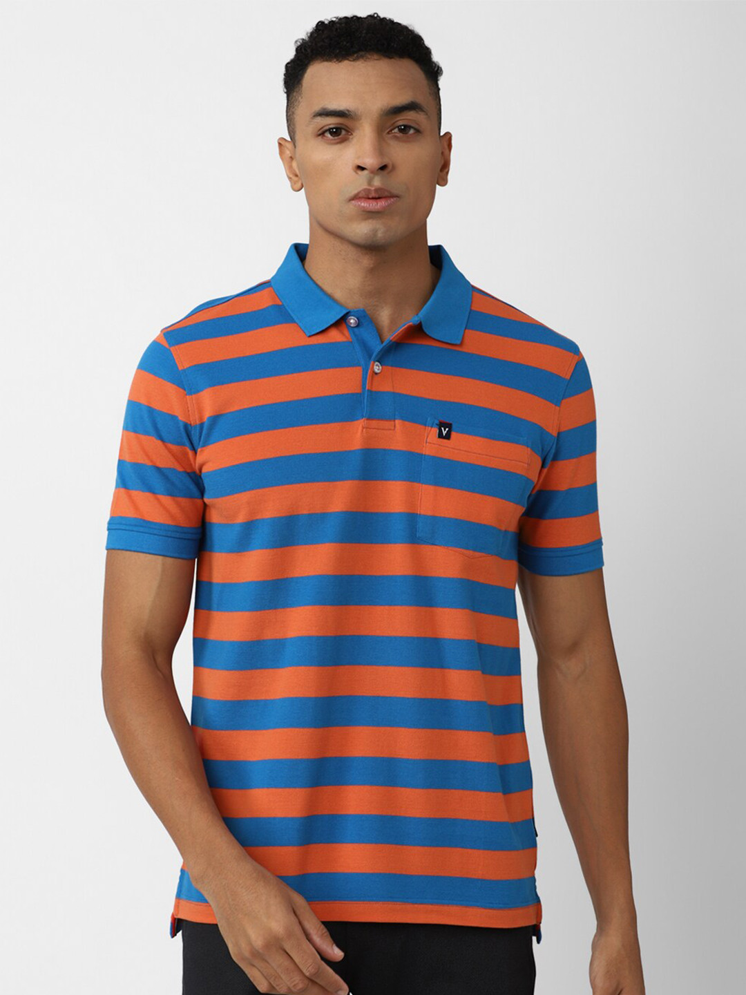 

Van Heusen Sport Striped Polo Collar Pure Cotton T-shirt, Orange