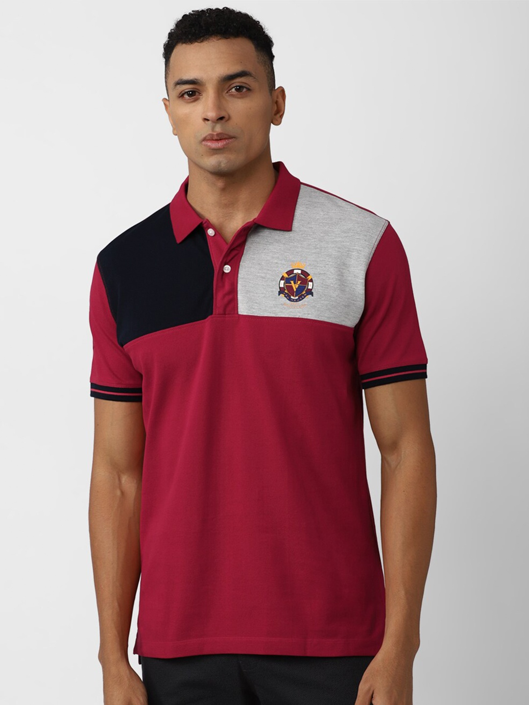 

Van Heusen Sport Colourblocked Polo Collar Pure Cotton T-shirt, Red