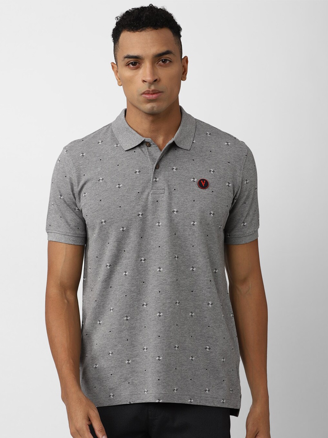

Van Heusen Sport Printed Polo Collar Cotton T-shirt, Grey