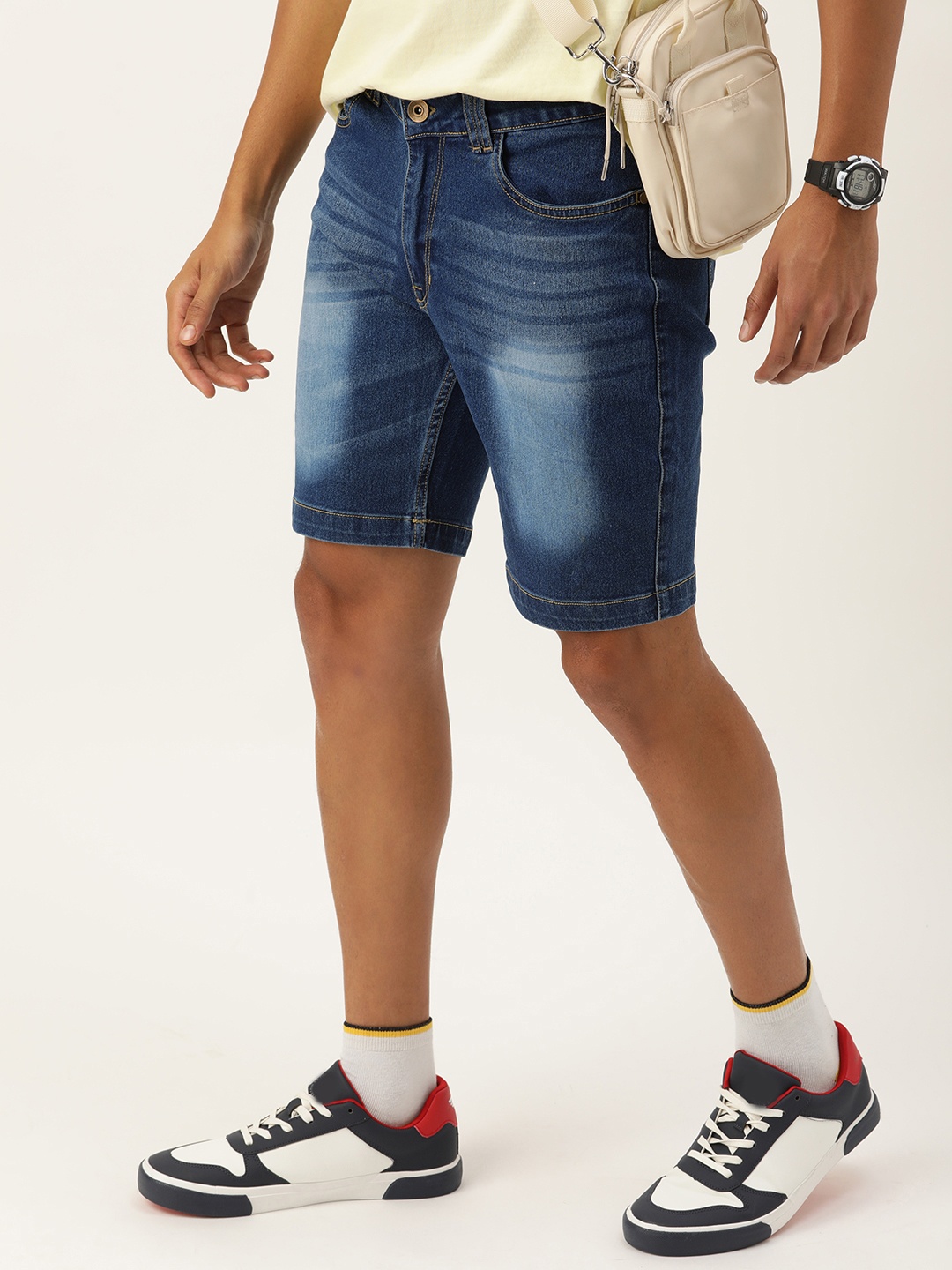 

Kook N Keech Men Washed Slim Fit Denim Shorts, Blue