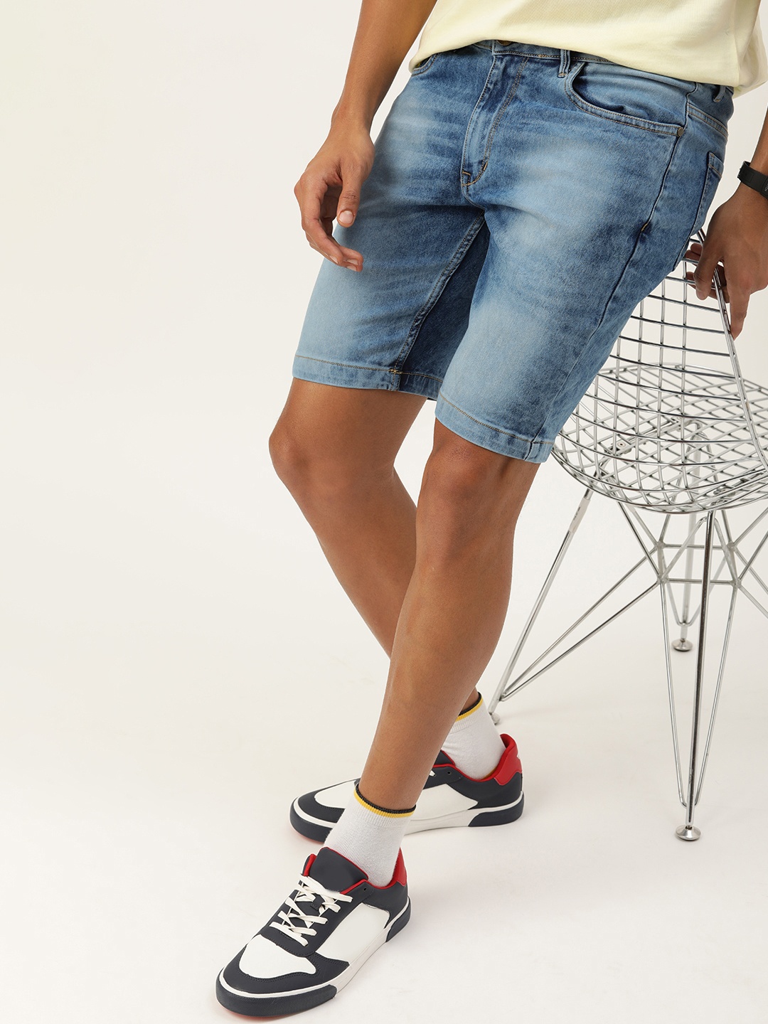 

Kook N Keech Men Washed Slim Fit Denim Shorts, Blue