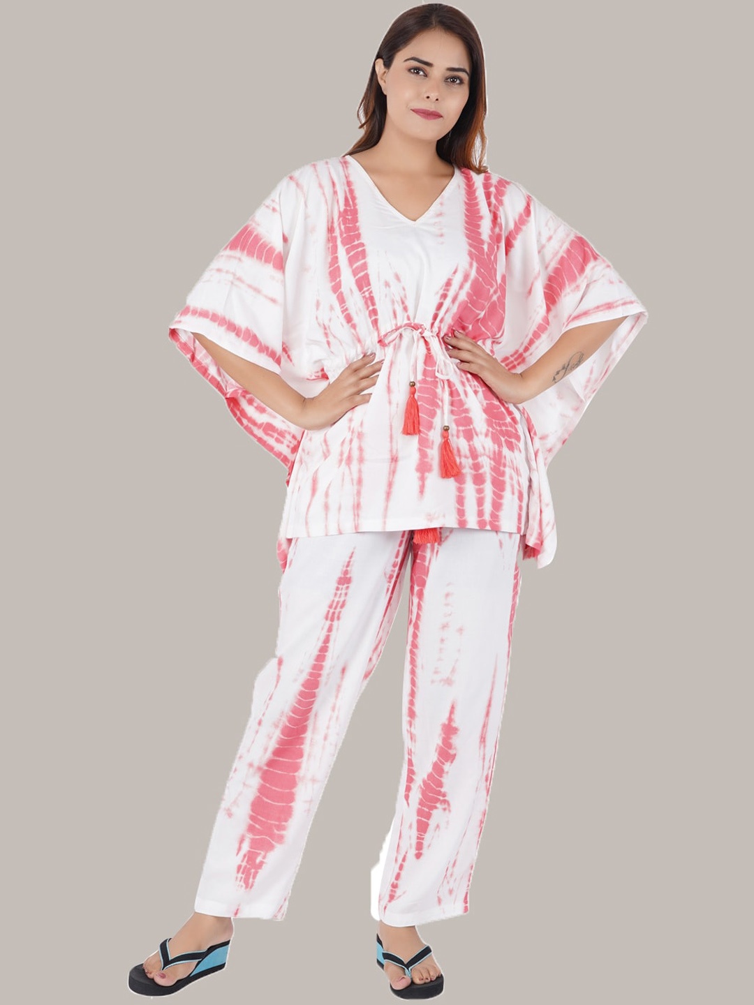 

Style Shoes Dyed Pure Cotton Kaftan Night Suit, White