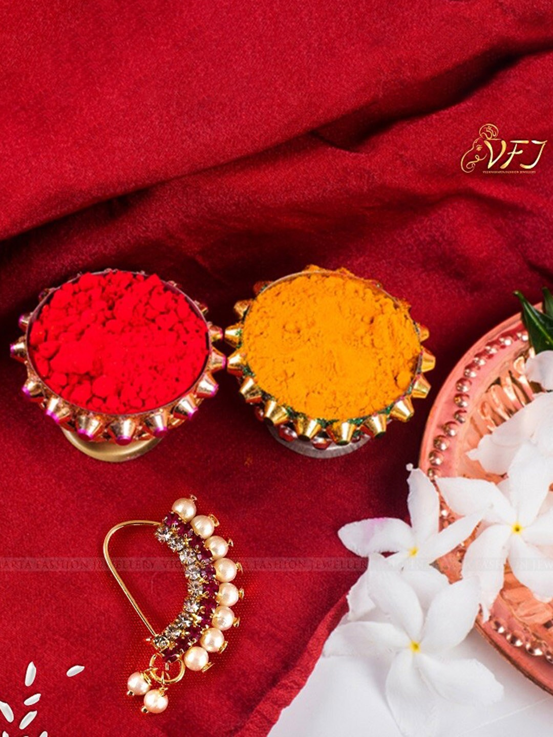 

Vighnaharta Set Of 2 Gold-Plated Stone Studded & Pearls Beaded Nosepins