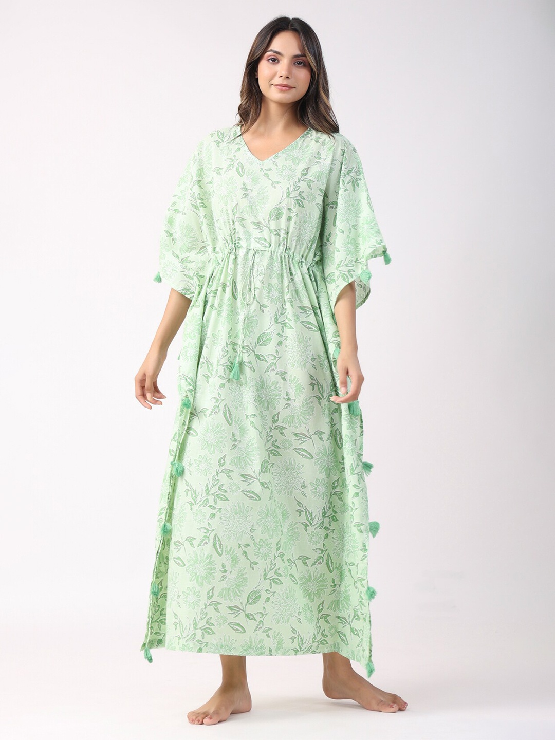 

JISORA Floral Printed Maxi Nightdress, Green