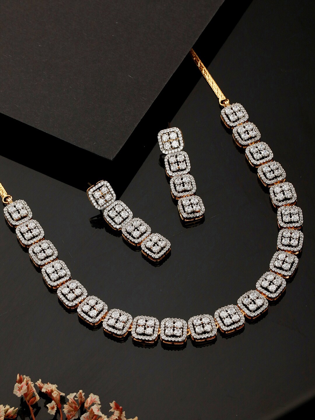 

Saraf RS Jewellery Gold-Plated CZ Studded Jewellery Set